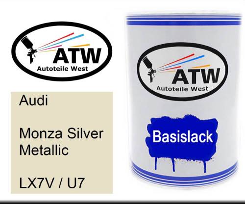 Audi, Monza Silver Metallic, LX7V / U7: 500ml Lackdose, von ATW Autoteile West.